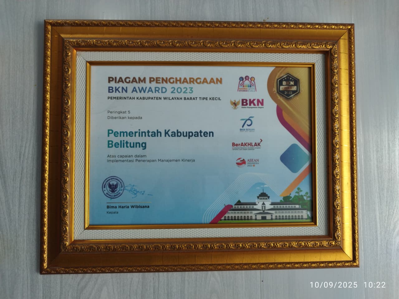 PERINGKAT 5 ATAS CAPAIAN IMPLEMENTASI PENERAPAN MANAJEMEN KINERJA